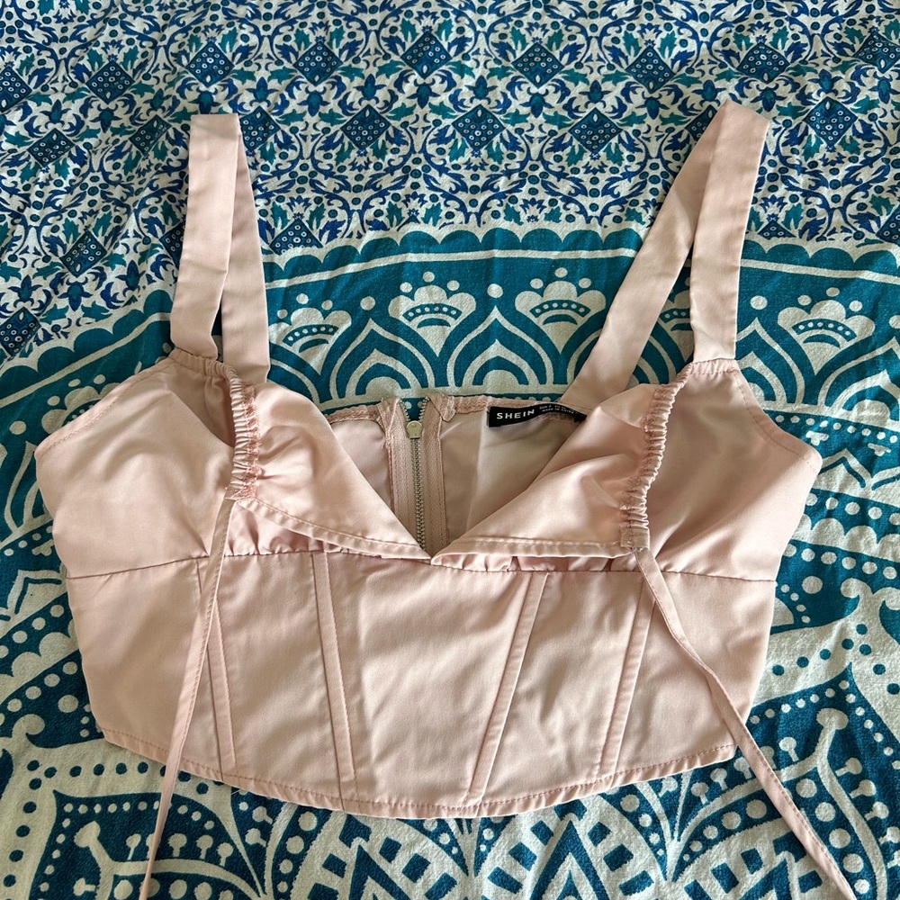 Pink Zipper Up Crop Top